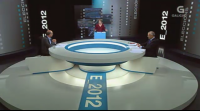 Marga Pazos, Pachi Vázquez e Francisco Jorquera no segundo debate electoral da TVG