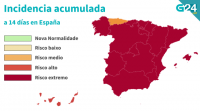 A incidencia baixa a 317 en España, con Asturias e as Canarias fóra do risco extremo