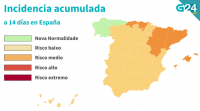 A incidencia continúa o seu descenso en España e sitúase nos 41.4 casos