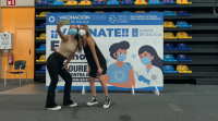 Expourense instala un 'photocall' para que os máis novos compartan os seus selfies vacinados