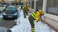 A BRIF de Laza traballa na limpeza da neve e o xeo que deixou "Filomena" en Madrid