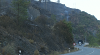 Un incendio forestal en Quiroga obrigou a cortar o tráfico na N-120