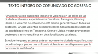 O Goberno esixe a Torra que condene os incidentes violentos en Cataluña