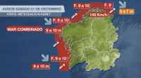 Galicia, en alerta vermella, polo paso do temporal Fabien