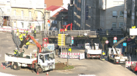 Comeza a derruba do paso elevado do antigo 'scalextric' en Vigo