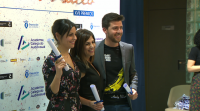 Os finalistas dos premios Mestre Mateo reúnense para a foto de familia