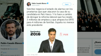 Casado acusa a Sánchez de negociar o estado de alarma cos "proetarras" a cambio da derogación da reforma laboral