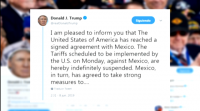 Trump suspende os aranceis a México tras alcanzar un acordo migratorio