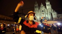 Traballadores de Alcoa San Cibrao protestan no Obradoiro