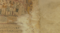 A humidade está a estragar un mural do século XVII único en Galicia