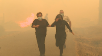 Un incendio forestal en Carzoá, Cualedro, amaeza as vivendas