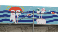 O mar, tema común para os muralistas no IV Certame de Amarte en Burela