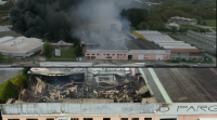 O incendio do Ceao a vista de dron