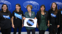 As enfermeiras en loita denuncian en Bruxelas as condicións laborais do Sergas