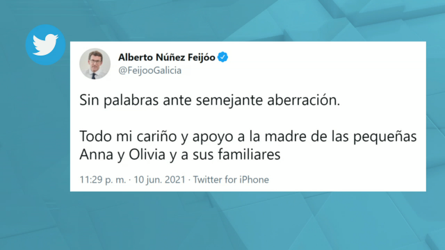 Mensaxe de apoio do presidente da Xunta á nai das nenas asasinadas polo pai nas Canarias