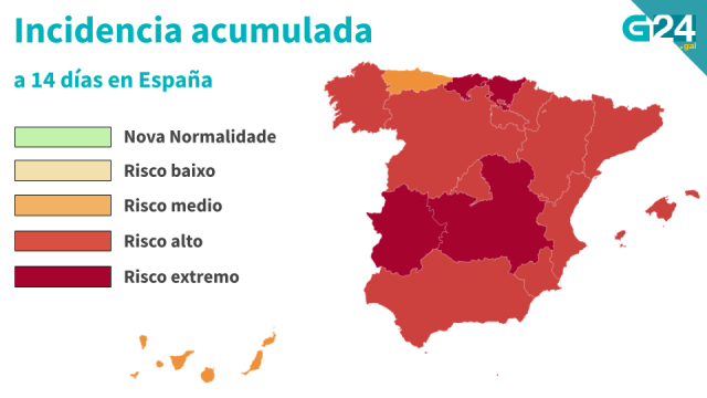 A incidencia baixa de 200 en España por primeira vez en dous meses