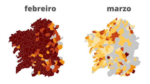 Así estaban os concellos galegos hai un mes