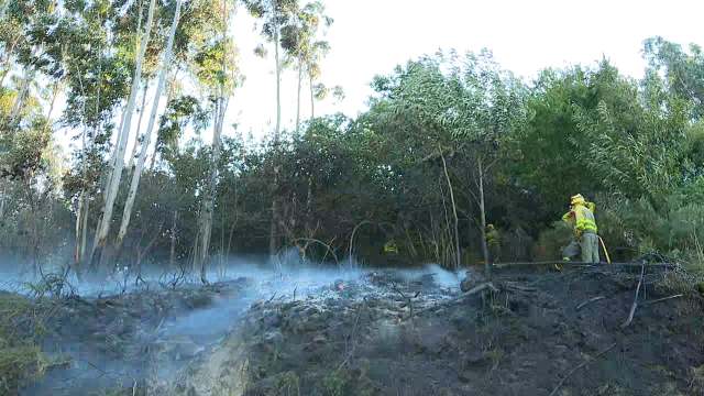 Controlado o incendio de Vilar de Barrio, que queimou 27 hectáreas de arboredo